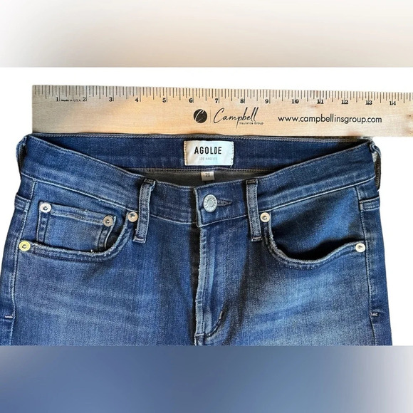 AGOLDE Sophie Jeans Crop Skinny Mid Rise Raw Hem Medium Wash Women’s Size 26 - Picture 4 of 9